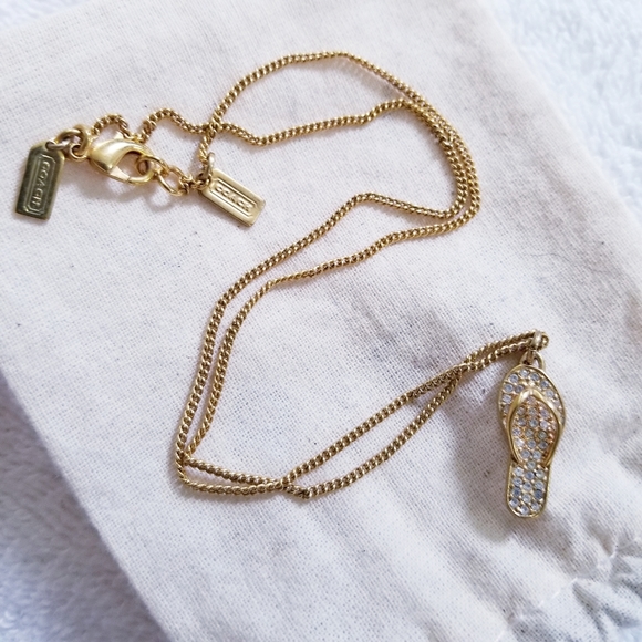 Coach Gold Rhinestone Flip Flop Sandal Charm - Picture 1 of 4